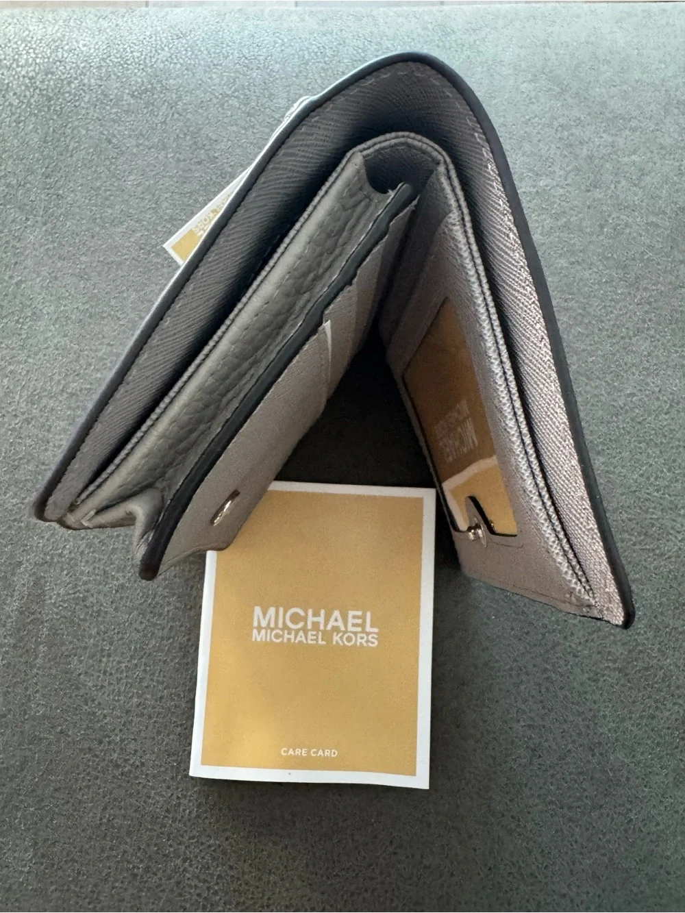 Michael Kors Pebbled Leather Compact Wallet - Light Gray